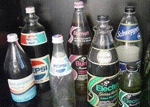 Different soft drink bottles